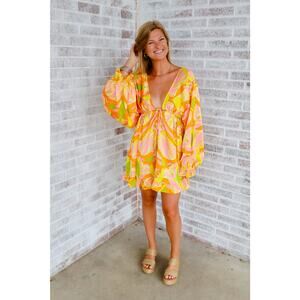 NWOT Meet Me In Santorini Multi-Color Xanthia Printed Dress